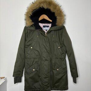 J. Crew Perfect Winter Parka Jacket with PrimaLoft Women's XS Olive Green